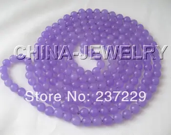 

Wholesale price FREE SHIPPING ADBeautiful 80" 10mm Natural round purple jade necklace