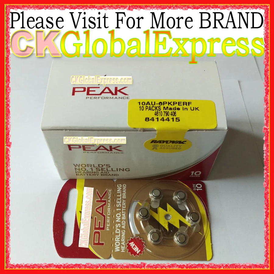 60 PCS FOR Rayovac Peak Performance 10 PR70 A10 Zinc Air Batteries 1