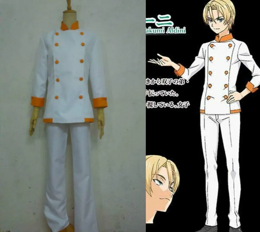

Аниме Shokugeki no Soma Takumi Aldini косплей костюм шеф-форма пальто + брюки