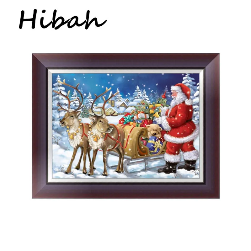 

5D DIY Diamond Painting Christmas Santa Embroidery Christmas Gift Round Rhinestone Cross Stitch Diamond Mosaic