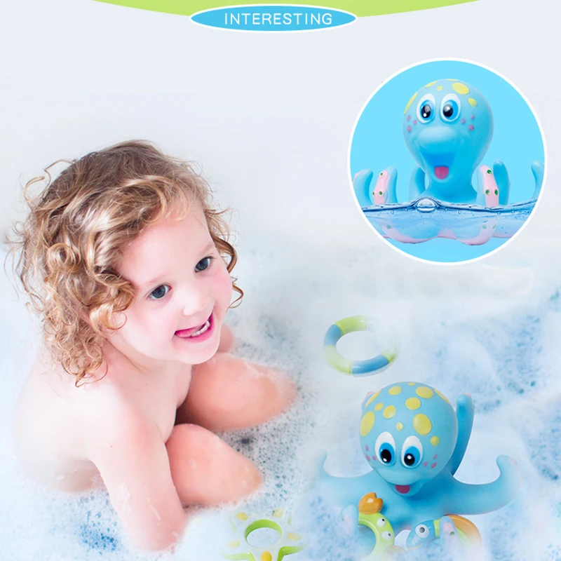 16*12CM Floating Bath Toy Soft Blue Octopus Shape Bathtime Fun Toys For ...