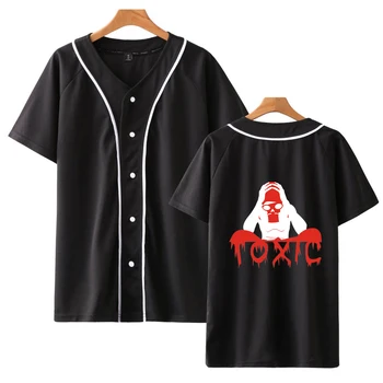 

"Toxic" kpop summer short-sleeved single-breasted baseball uniform jacket loose casual sports baseball uniform shirt