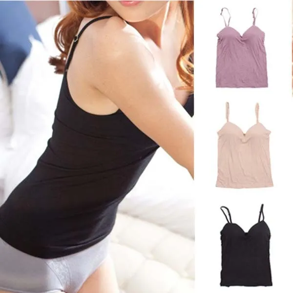 New Camisole Bra Padded Wireless Bra Sports Tank Top Built-in Shelf  Seamless Comfortable Cami Wide Band Strap for Women - AliExpress