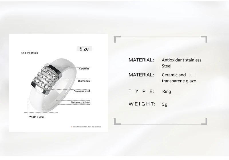 Модные черно-белые уникальные кольца для женщин 6 мм керамическое кольцо для женщин с кристаллами удобные Свадебные Кольца обручальные брендовые ювелирные изделия