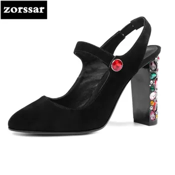 

{Zorssar} 2018 Fashion Rhinestone Ankle Strap Heels Women Sandals Summer Shoes Women High Heels Party Dress Sandals Big Size 43