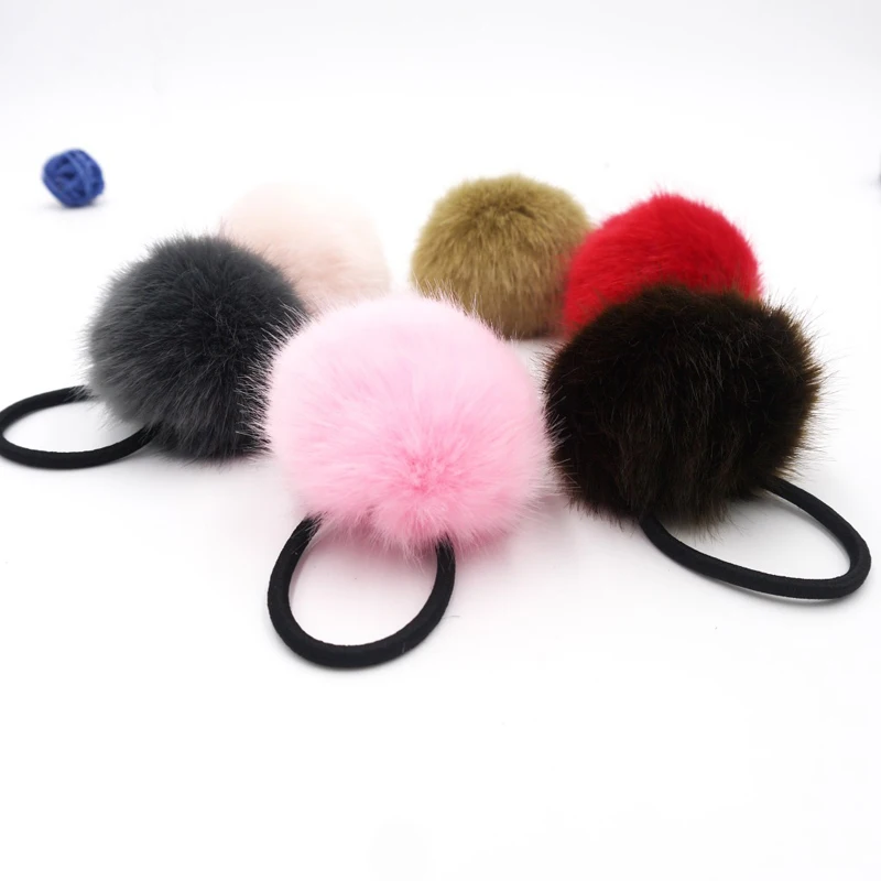 

LNRRABC Artificial Rabbit Fur Ball Elastic Hair Ties Bands Rope Ponytail Holders Hair Clip Headband Hair Accessories hair ties