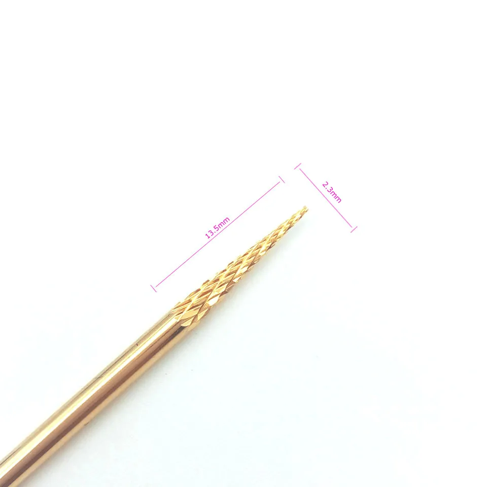 HYTOOS Золотое вольфрамовое твердосплавное сверло для ногтей 3/3" роторные сверла для маникюра электрические аксессуары для сверления ногтей Mill-SJ15 для ногтей
