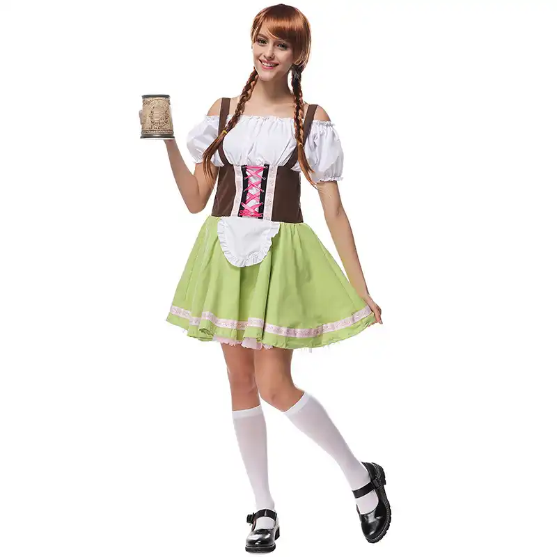 Tights Ladies Fancy Dress Womens Adults Costume Oktoberfest Bavarian Beer Maid