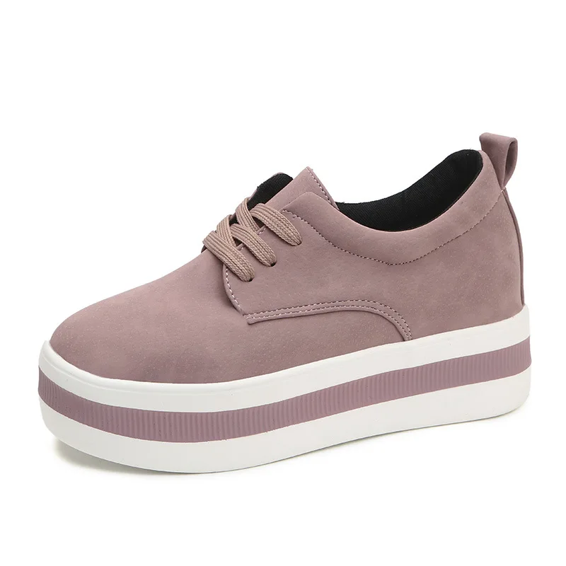 

2019 Womens Flats New Spring Moccasin Fashion Creepers Shoes Bow Lady Flats Loafers Ladies Slip on Platform 5CM Shoes