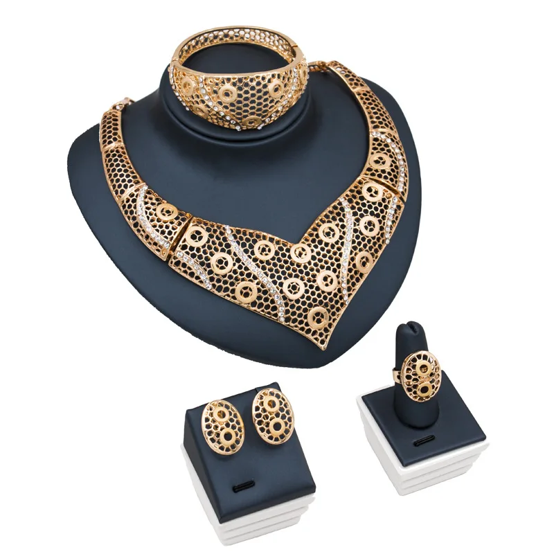 

Dealky Necklace Set Jewelry Gold Plating Costume African Jewellery Sets Dubai Nigerian Wedding Free Shipping