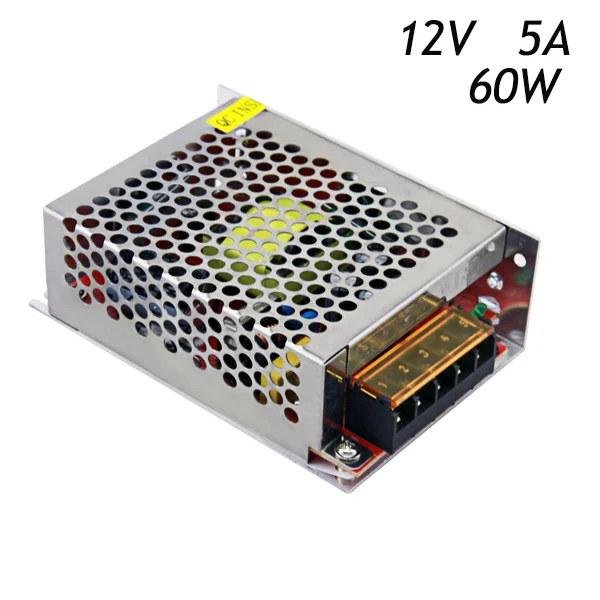 

10Pcs/lot High Quality 12V 5A 60W Switching Power Supply Driver for LED Strip 5050 3528 AC 110~220V To DC DHL