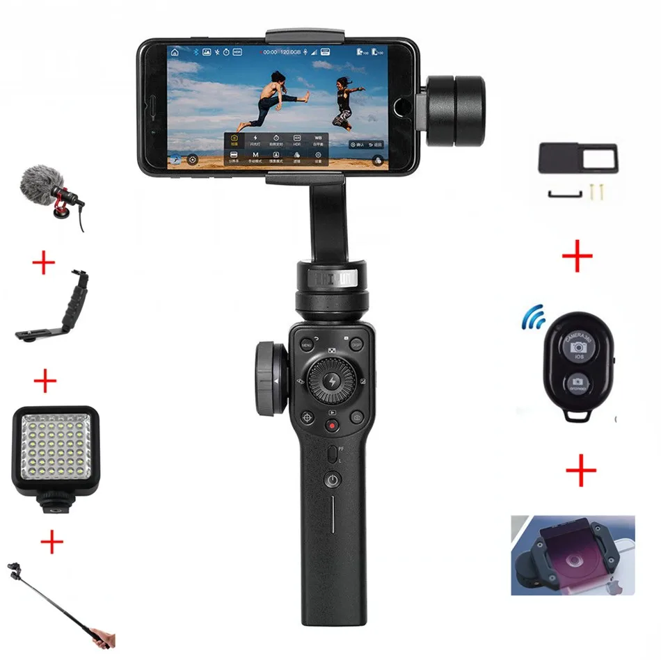 

Zhiyun Smooth 4 Handheld 3-Axis Brushless Gimbal Stabilizer for iPhone X Samsung for gopro with Focus PK DJI Osmo 2