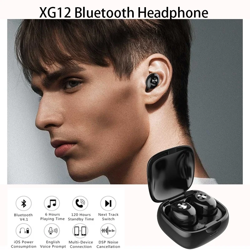 XG12 TWS Bluetooth 5,0 наушники с микрофоном для iPhone iOS, Android беспроводные наушники HIFI Звук Hands-free спортивные наушники