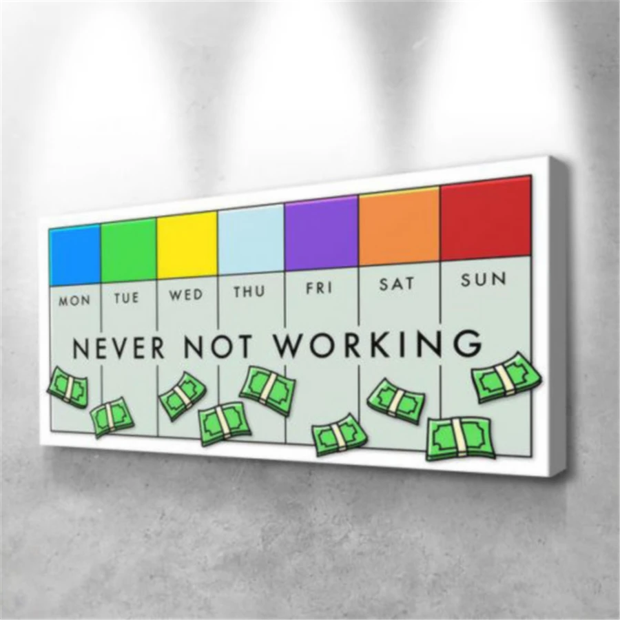 

Alec Monopolys NEVER NOT WORKING HD Wall Art Canvas Poster Print Canvas Painting Decorative for Office Living Room Home Decor