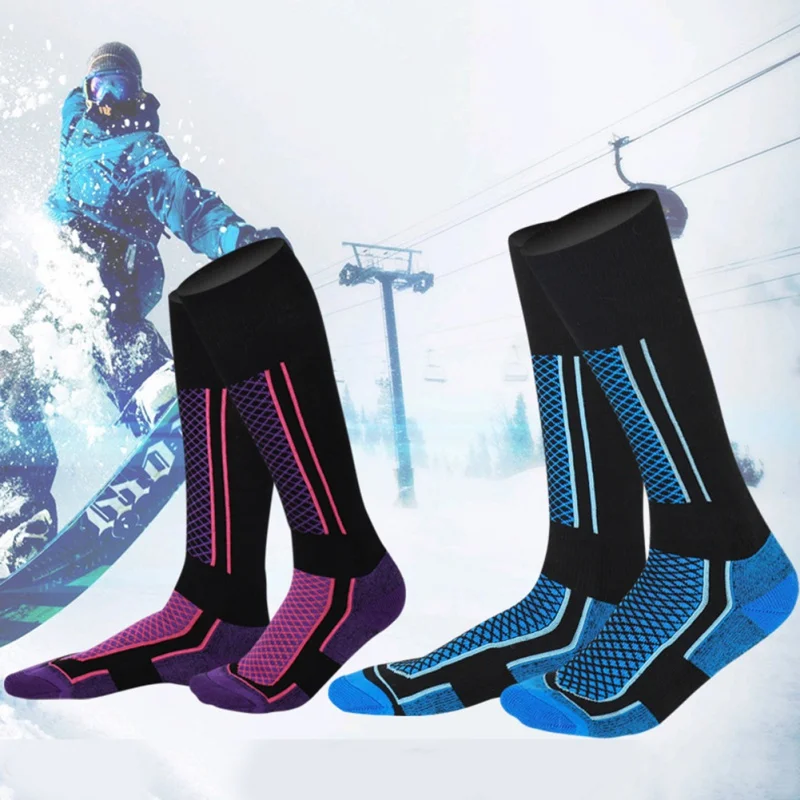 Теплые лыжные носки, Плотные хлопковые теплые спортивные носки, носки для катания на сноуборде, велосипеде, для мальчиков и девочек, лыжные походные носки, гетры
