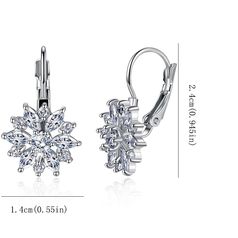 Женские серьги кольца с фианитом серебро/розовое золото|hoop earrings|flower hoop earringsearrings