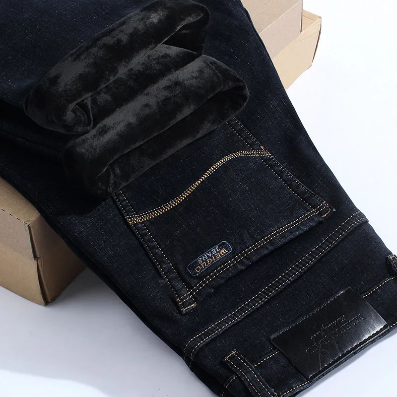 Winter Jeans Men Warm Men'S Black Classic Jean Homme Vaqueros Pantalones Hombre Pants Spijkerbroeken Slim Straight Designer