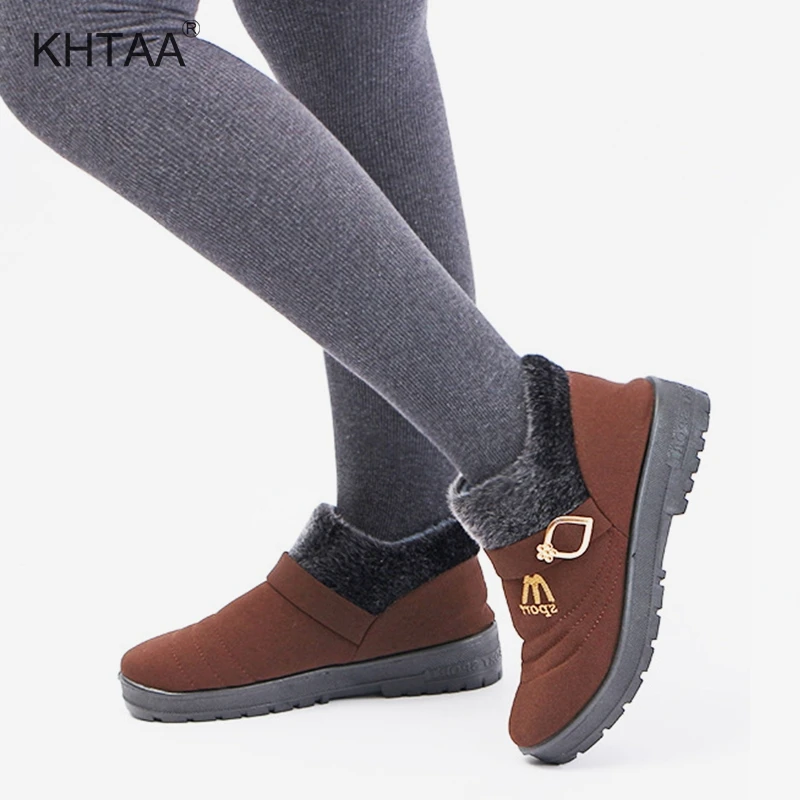 

Warm Flat Platform Ladies Ankle Boots 2018 Winter Slip On Comfortable Snow Boots For Woman Casual Buckle Female Plush Footwear