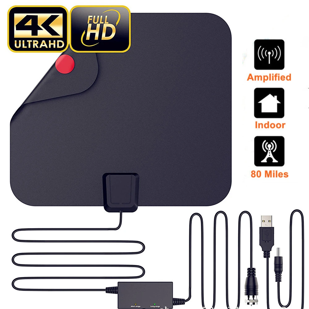 Dish TV Indoor Hdtv Antenna 80 Miles Aerial Hd Digital TV Signal