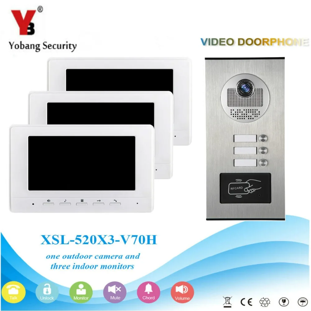 

YobangSecurity 7 Inch Color Wired Video Door Phone Doorbell Entry Intercom Monitor System With RFID Access Doorbell Camera