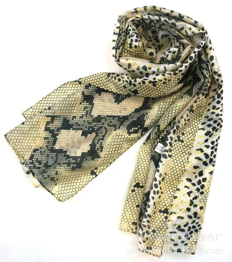 2016 fashion silk thickening snake skin print scarf long scarf cotton