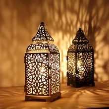 Европейский подсвечник, подвесной фонарь, черный/белый/золотой, винтажный элегантный металлический полый подсвечник, марокканский 50XX135