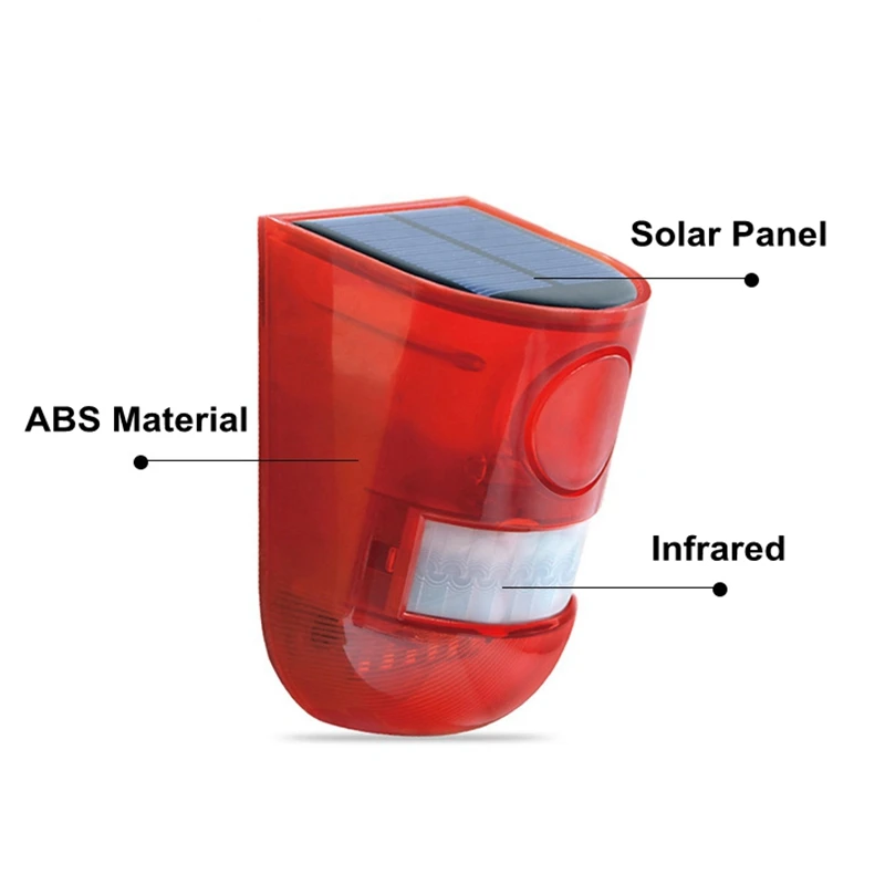 Наружная сирена, солнечная энергия, инфракрасный датчик движения, сирена со вспышкой, водонепроницаемая защита для дома, садовый сад