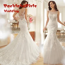 custom made backless mermaid wedding dress 2017 appliques lace beaded marry bridal gowns for wedding party vestido noiva