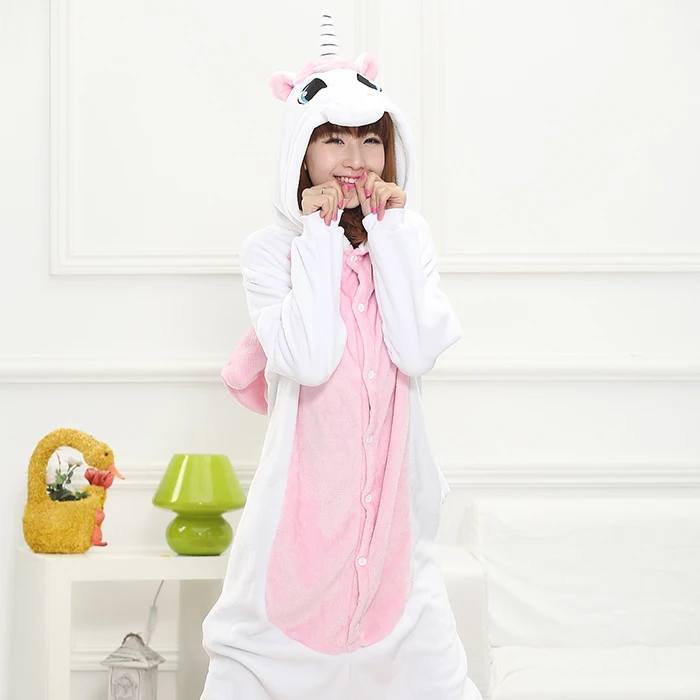 Animals Kigurumi Unicorn Cosplay Costume Adult Girl Unicorn Onesie Flannel Pig Women Anime Jumpsuit Disguise Onepiece Suit