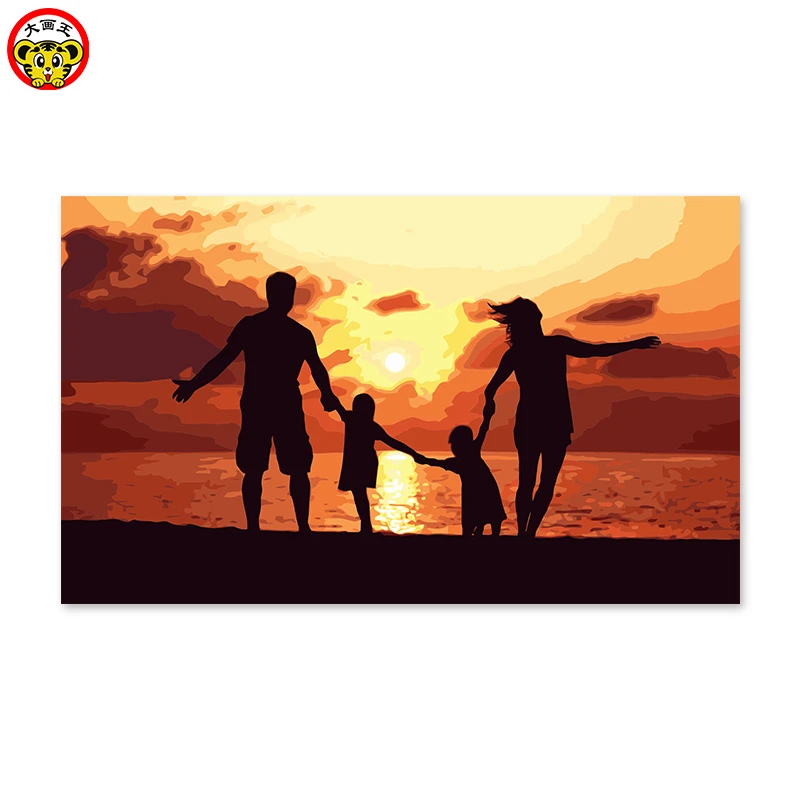 painting by numbers art paint by number simple happy family, father, mother,  daughter, son recalls sending gifts to parents as a|oil painting|gift  giftsmothers mother - AliExpress