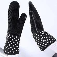 Пара пищевого термостойкого силикона кухня барбекю печь перчатки для готовки рукавица для Гриль-барбекю печь рукавица выпечки перчатки черный розовый