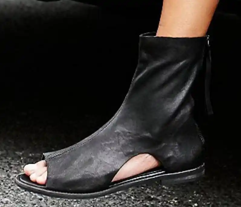 leather peep toe booties low heel