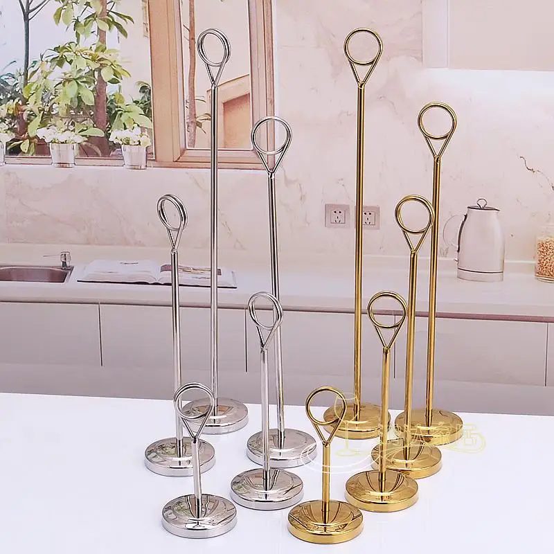 

Upscale Gold Silver Stainless Steel Table Number Place Card Holder Menu Stands for Wedding Restaurant Home Decoration