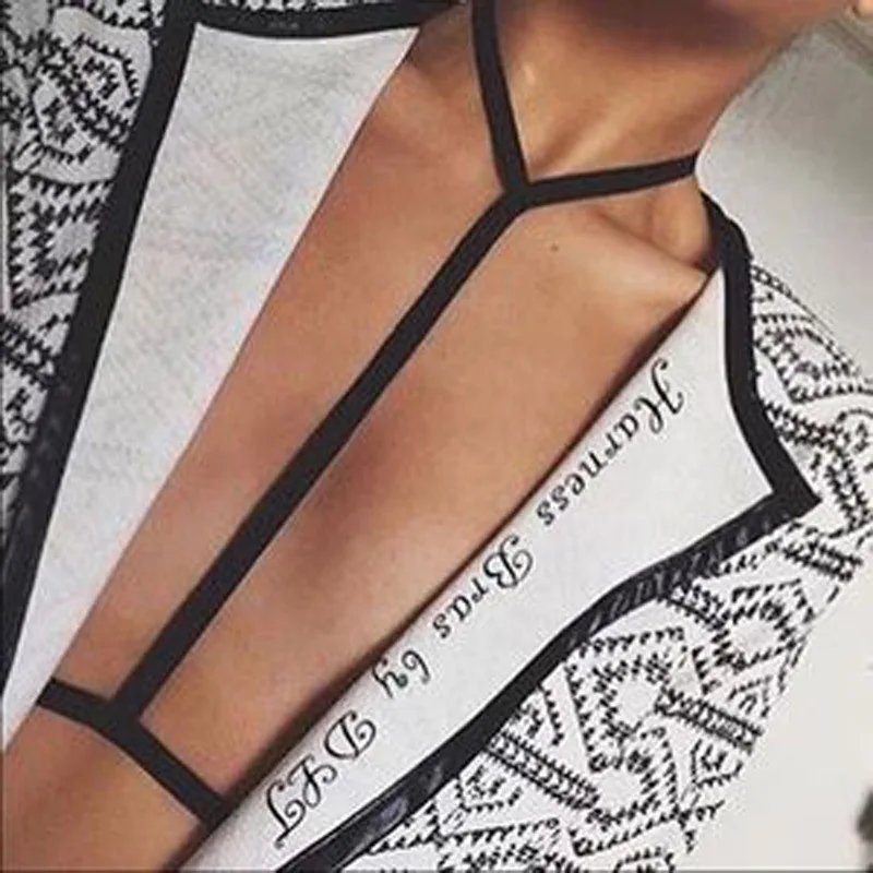 

2017 Black Straps Harness belt cage bra Sexy lingerie Harness Body Choker Necklace Beach Body Jewelry for Women Collares