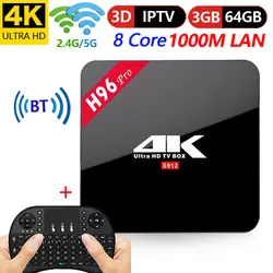 Оригинальный H96 Pro Smart tv Box 3 Гб/64 ГБ Amlogic S912 Восьмиядерный Android 7,1 tv BOX 2,4G/5 ГГц WiFi BT4.1 4 K телеприставка vs X92