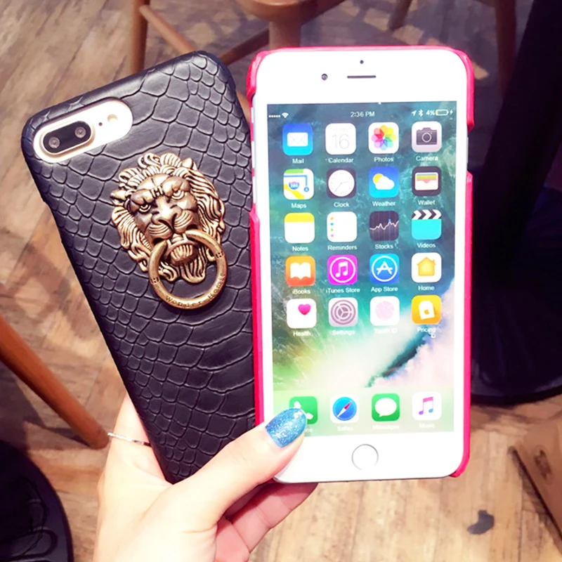 Жесткий чехол со змеиной кожей в стиле ретро для iPhone 8 7 6 6s Plus 3D металлический с
