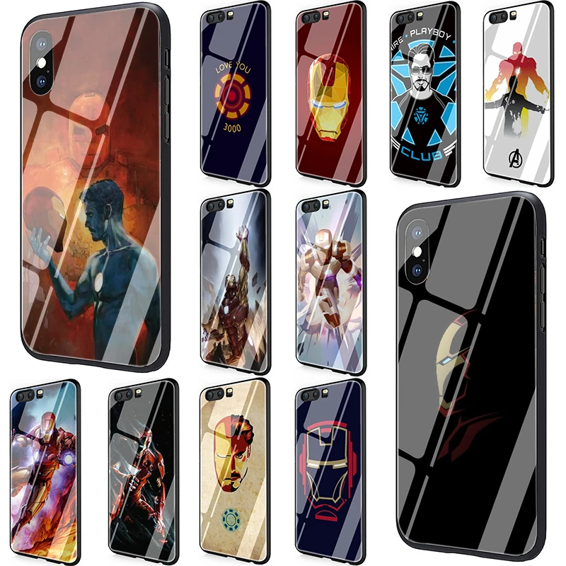 

Tony Stark Marvel Iron Man Tempered Glass Phone case for Huawei P10 P20 P30 Mate 20 Honor 9 10 Lite 7A Pro 8X Y6 Y9 P Smart