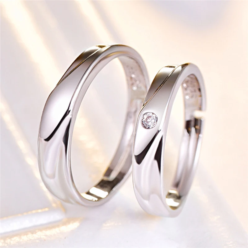 Personalized Stainless Steel Fashion Style Irregularity Couples Wedding Set Rings