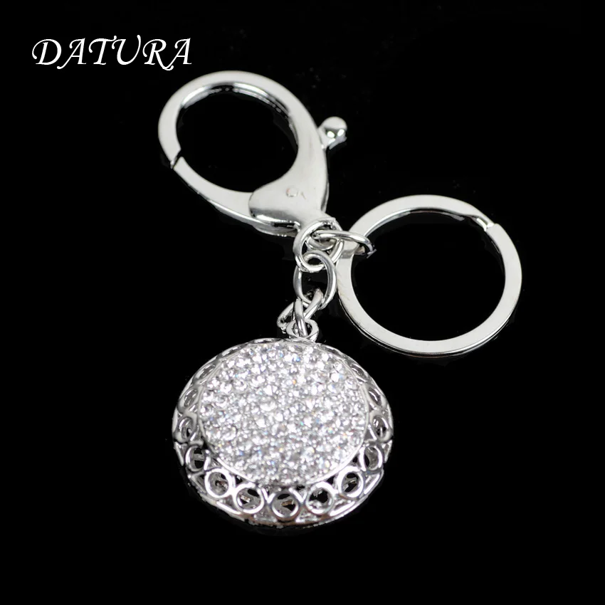 2 colors Fashion rhinestone hollow circular pendant quality chic Car key chain font b ring b