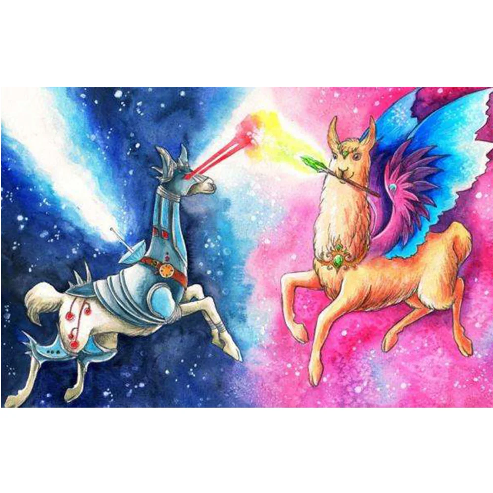 

DIY Diamond Painting Cross Stitch Unicorn cartoon Diamond Embroidery Icon Square Pasted Decorative Wall Stickers Painting FZ541
