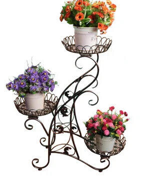 Europe type multilayer sitting room interior showy white floor type metal a few flower POTS