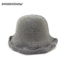 [DINGDNSHOW] модная Панамка Хлопок Дамские шапочки шляпа Теплая Зимняя кепка женская вязаная шапка