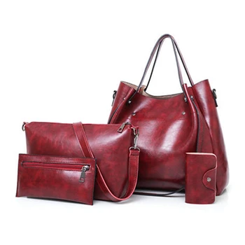 

Women leather handbags large tote bags for women 2019 ladies 4 PCS Handbag set Shoulder Bag G337