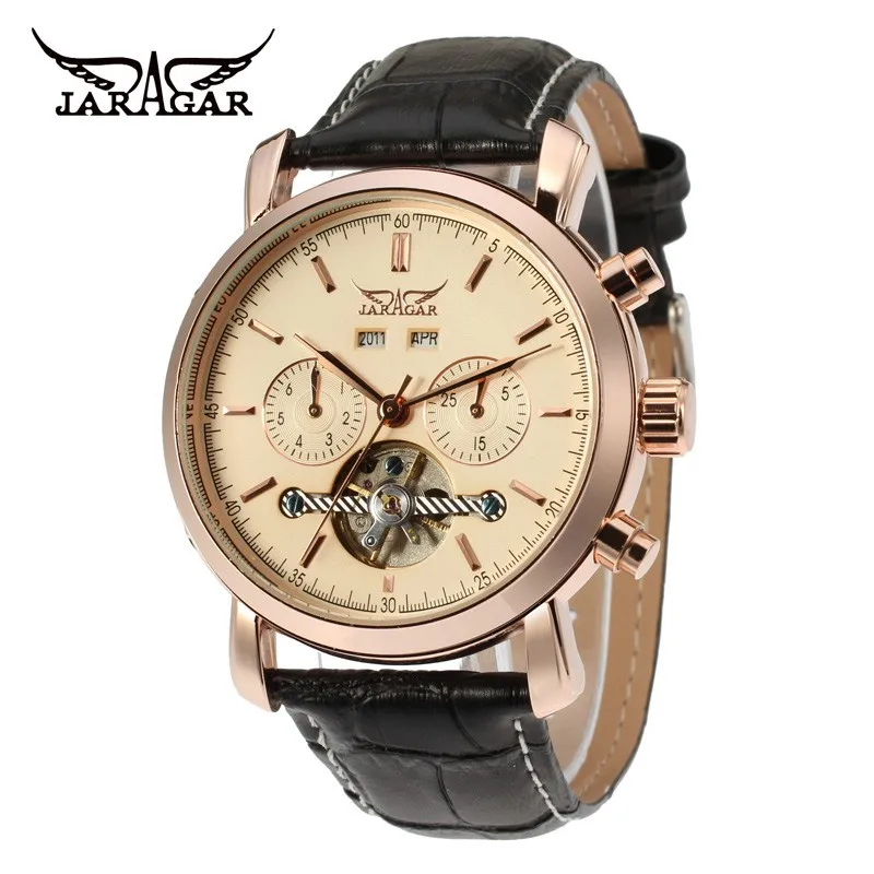 

Jargar Mens' Mechanical Watch Luxury Tourbillon Automaitc Leather Complete Calendar Casual Wristwatch