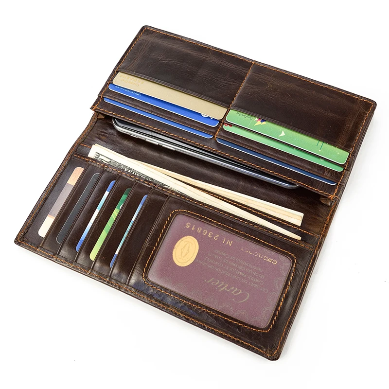 Fashion Genuine Leather Long Wallet 3D Dragon Embossed Purse Cowskin Leather Men Purse Card Wallet Bifold Phone Wallets Cowskin 2