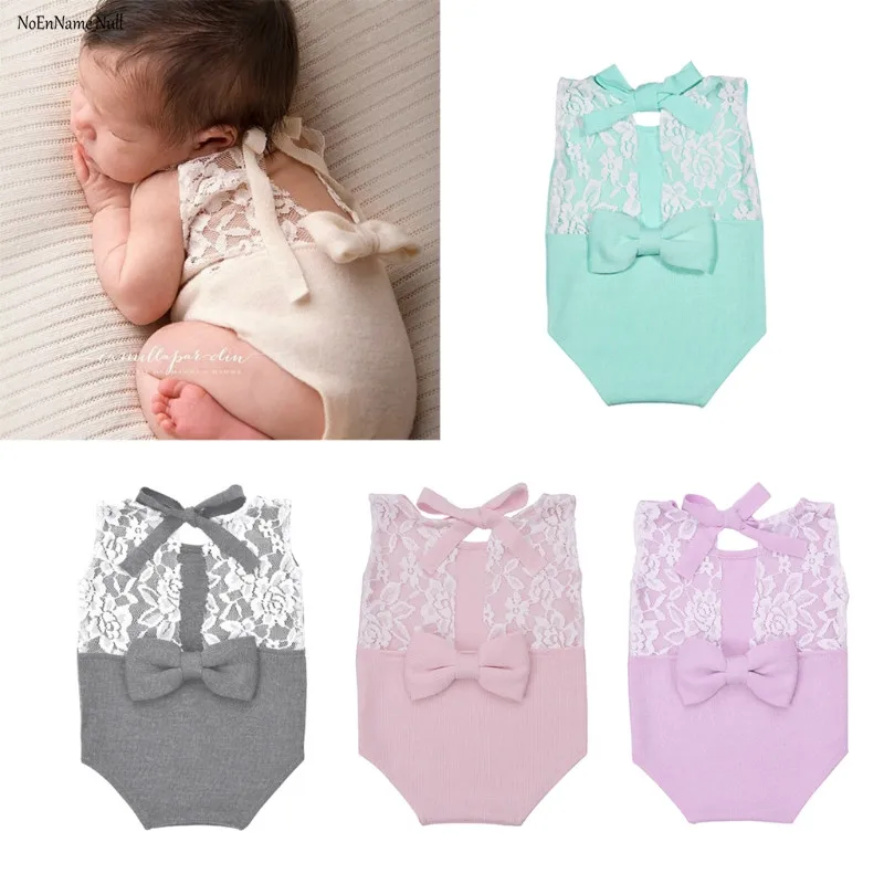 

NoEnName-Null Newborn Photography Prop Baby Stretch Lace Props Romper Knit Dainty Romper