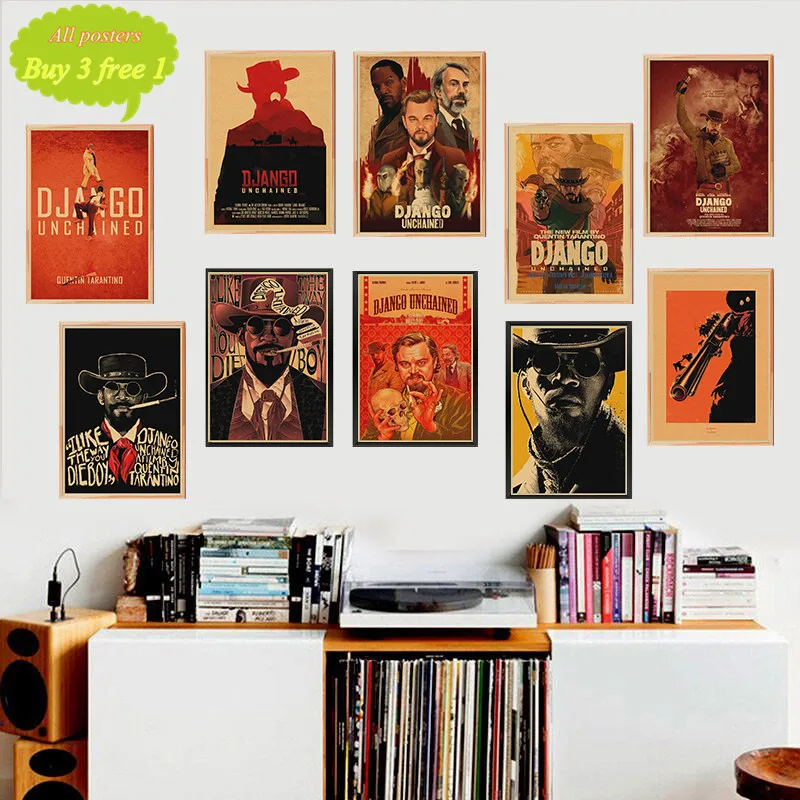 

Classic Movie Django Unchained Quentin Tarantino Retro Poster Kraft Paper Bar Cafe Home Wall Decor Painting