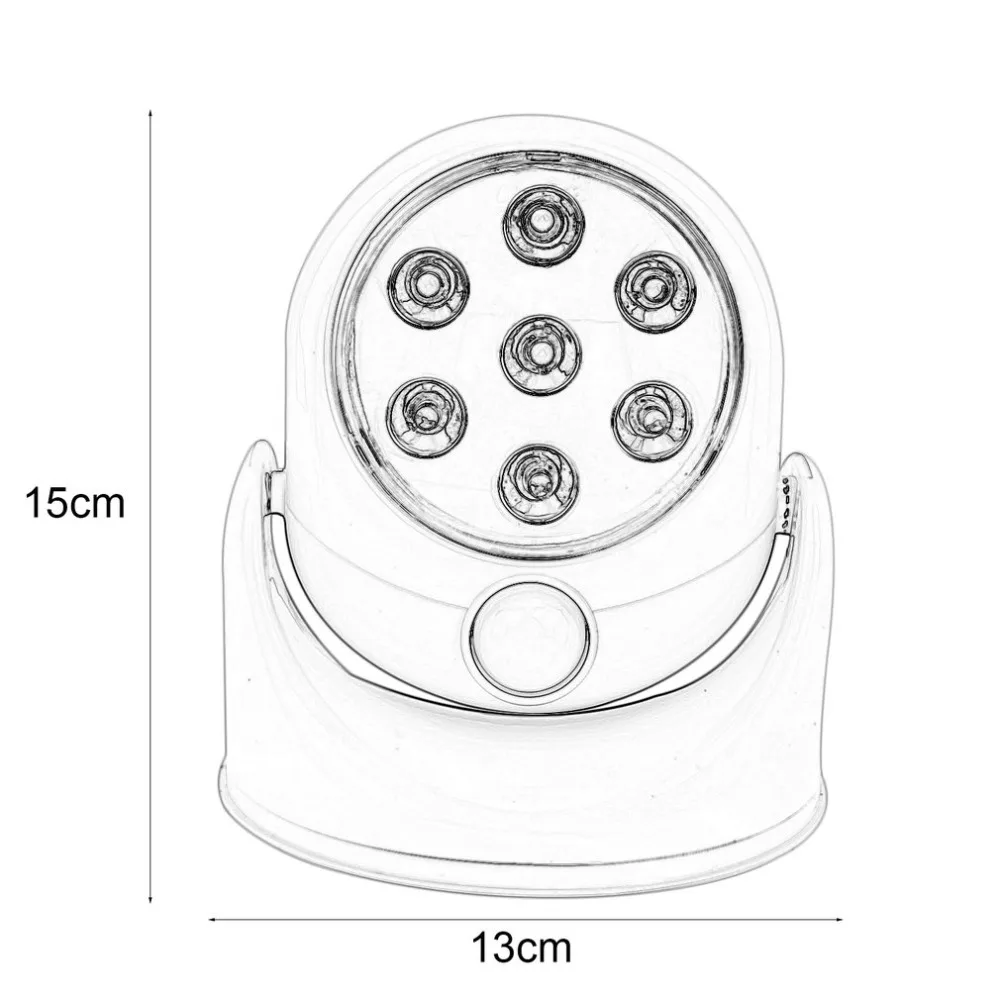 6 V 7 светодиодов Cordless датчик движения свет лампы 360 градусов вращения Бра белый Светильники для крыльца внутреннее и наружное освещение