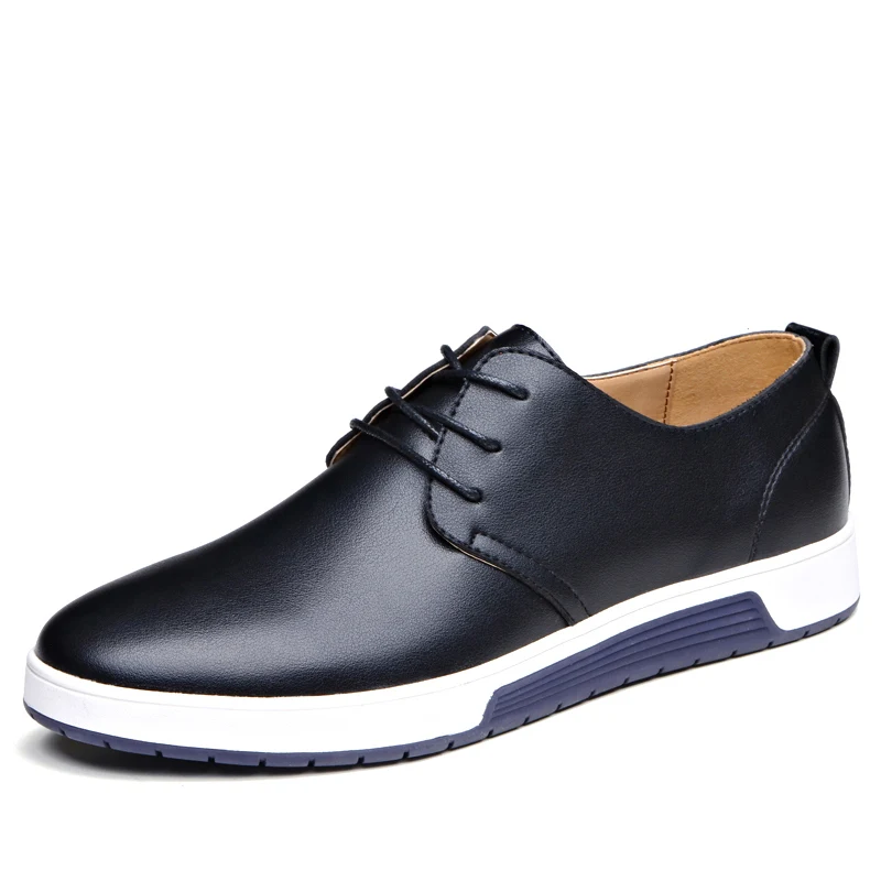Misalwa/мужские черные кожаные лоферы, повседневная обувь, мужские коричневые, синие, большого размера плюс, летние сетчатые кроссовки на плоской подошве, лоферы, обувь на шнуровке - Цвет: Black lace-p shoesu