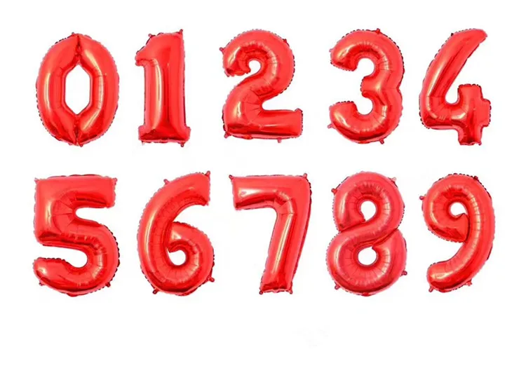 32 Inch Gold Number Balloons 1 2 3 4 5 8 Number Digit Helium Foil Ballon Baby Shower Birthday Party Wedding Decor Balls Supplies - Цвет: Red